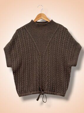 Express Cable Knit Cap Sleeve Mock Neck Sweater XS
